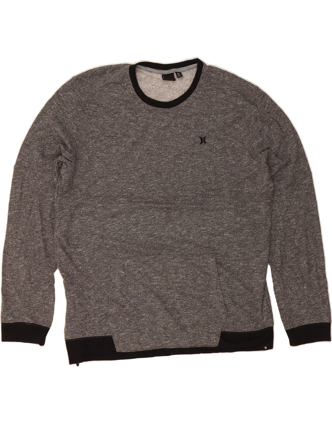 HURLEY Mens Sweatshirt Jumper XL Grey Flecked Polyester Vintage Hurley and Second-Hand Hurley from Messina Hembry 