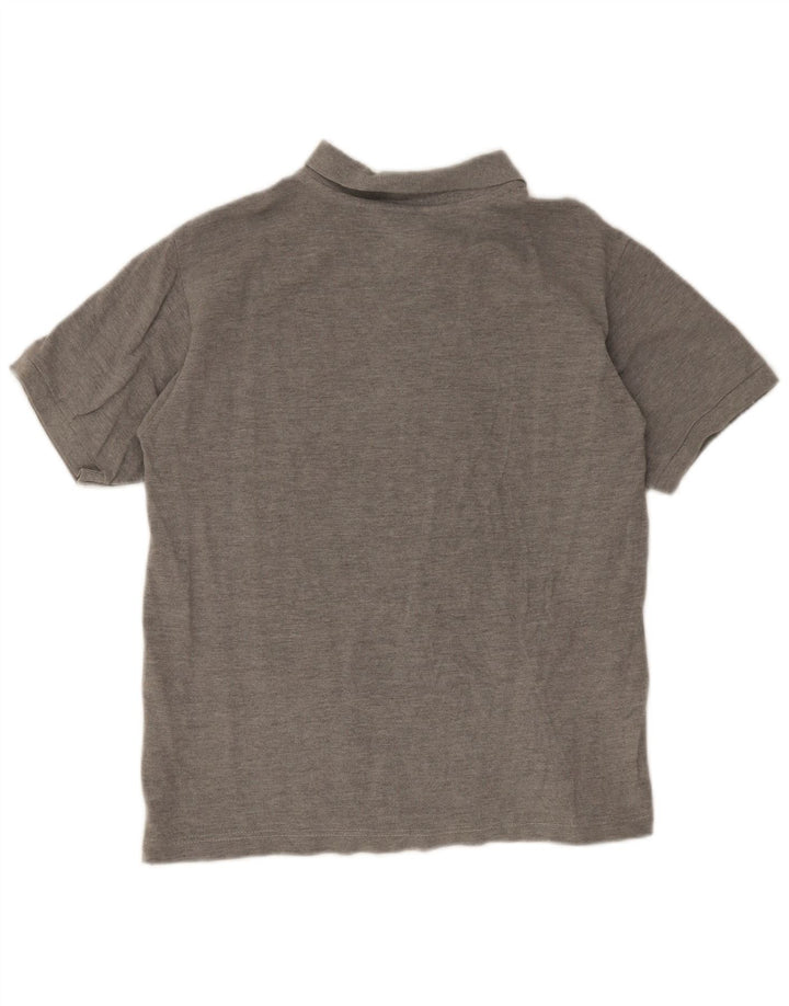 Camisa polo masculina Kappa pequena cinza manchada de algodão