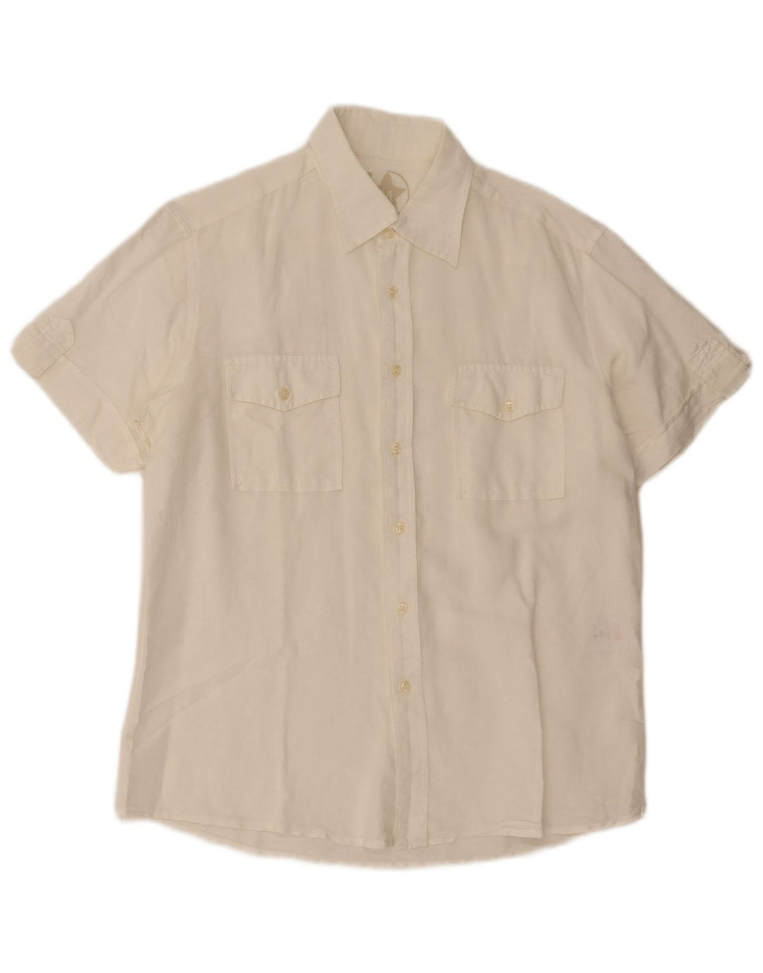 Camisa masculina de manga curta Mash grande em linho branco