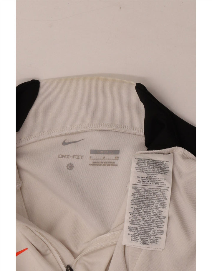 Nike Mens Dri Fit Zip Neck Slim Pulôver Treino Top Pequeno Branco