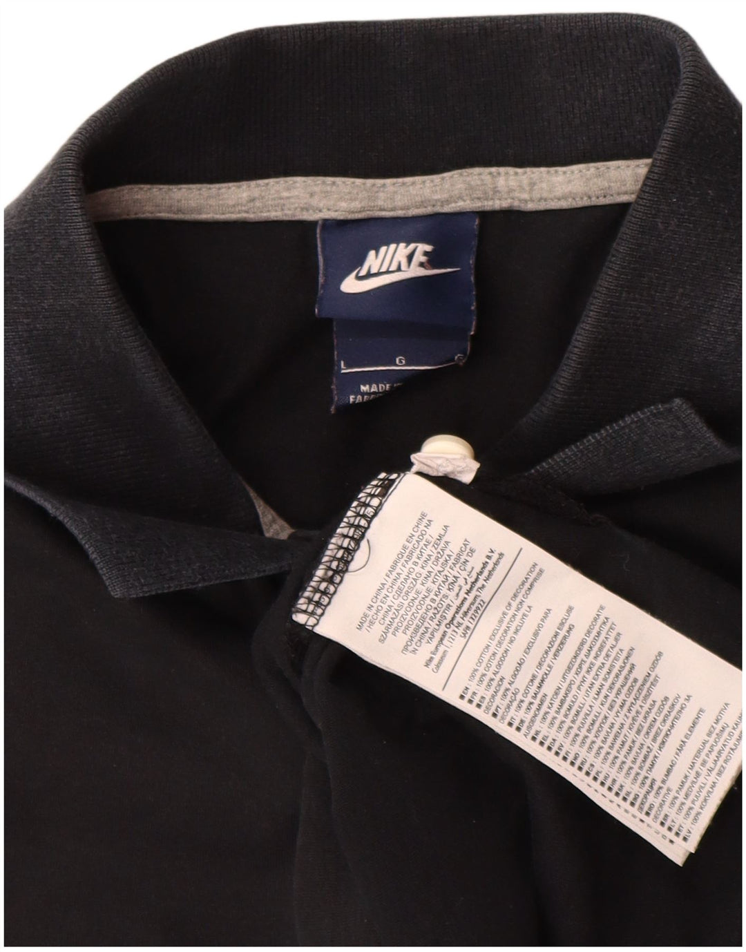 Camisa polo gráfica masculina Nike grande algodão colorblock preto