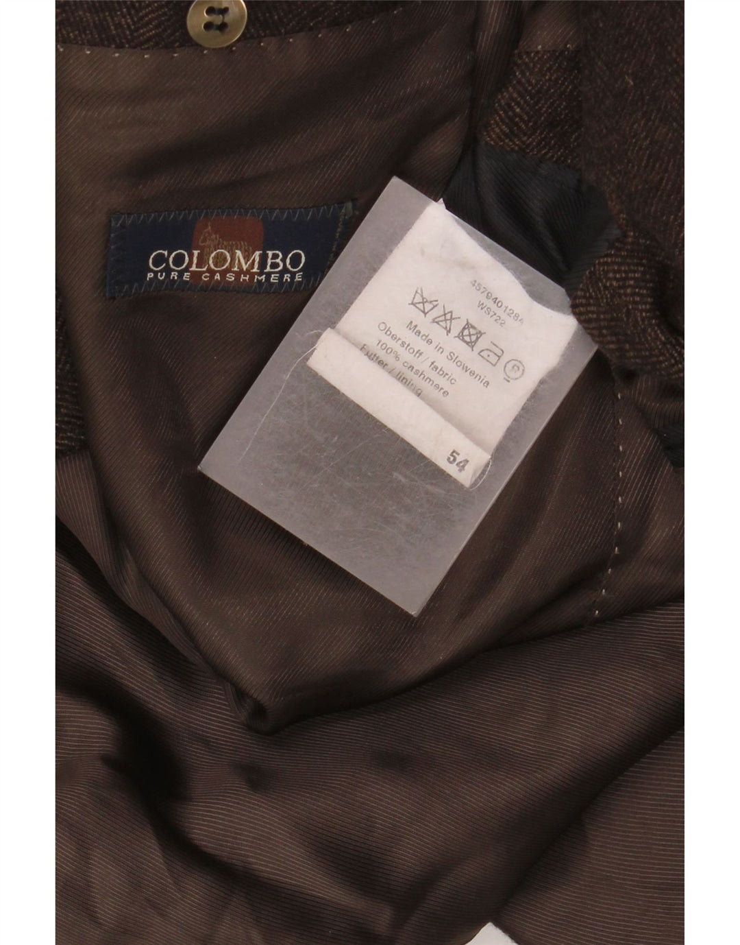 Jaqueta blazer masculina COLOMBO com 2 botões UE 54 2XL marrom espinha de peixe caxemira