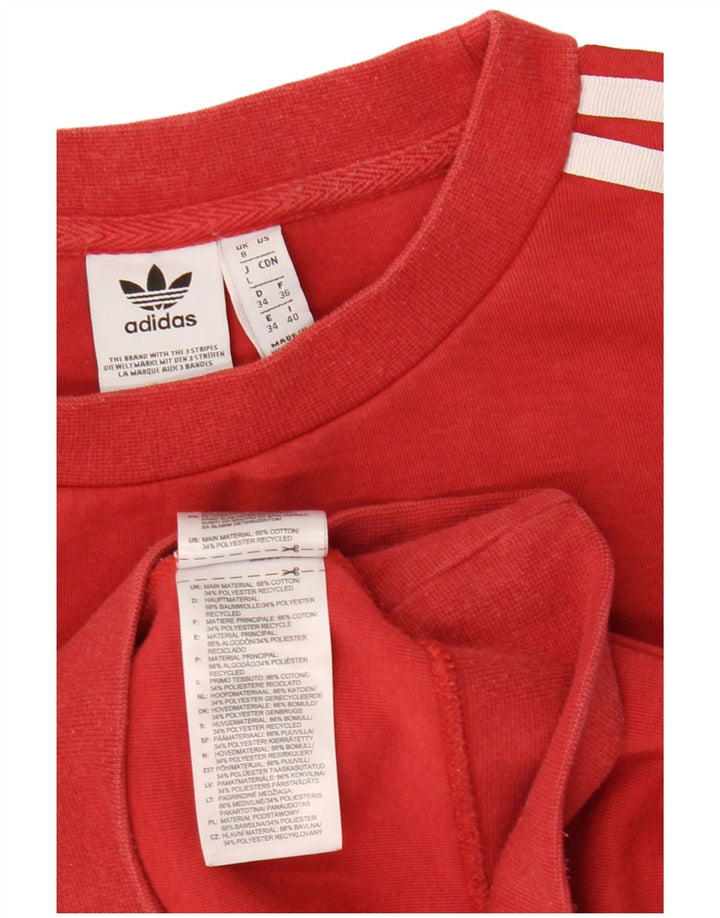 ADIDAS Womens Oversized Sweatshirt Jumper UK 8 Pequeno Algodão Vermelho