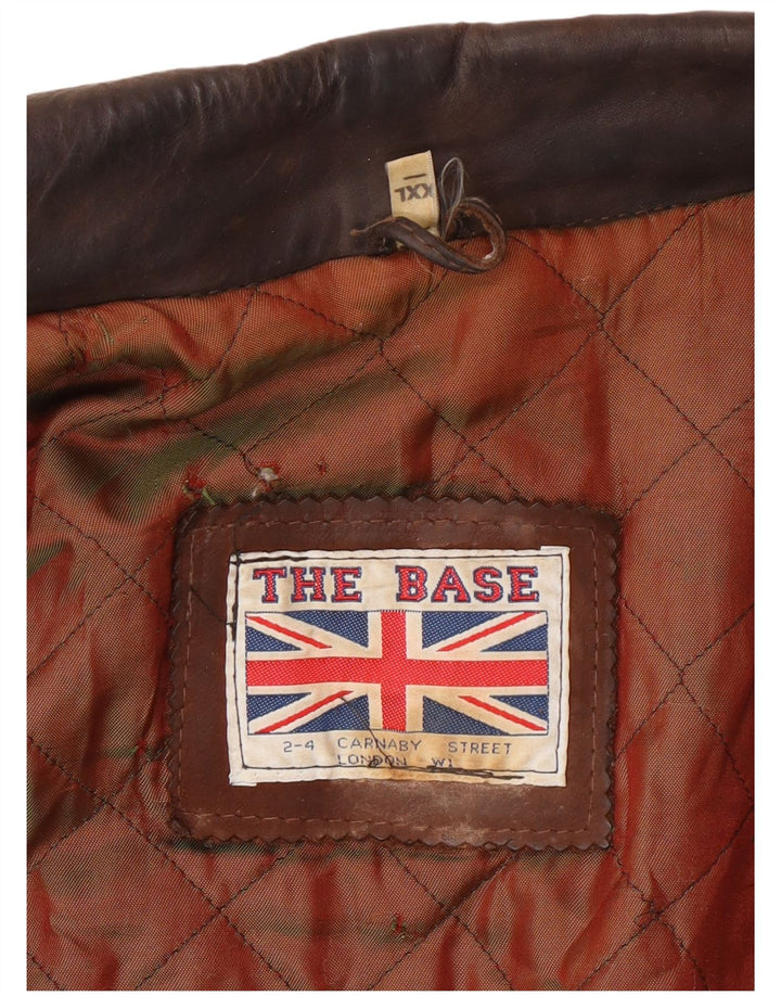 Jaqueta de couro masculina vintage UK 44 2XL marrom