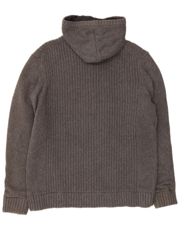 Jaqueta masculina reversível de malha com capuz Massimo Dutti Reino Unido 42 XL cinza