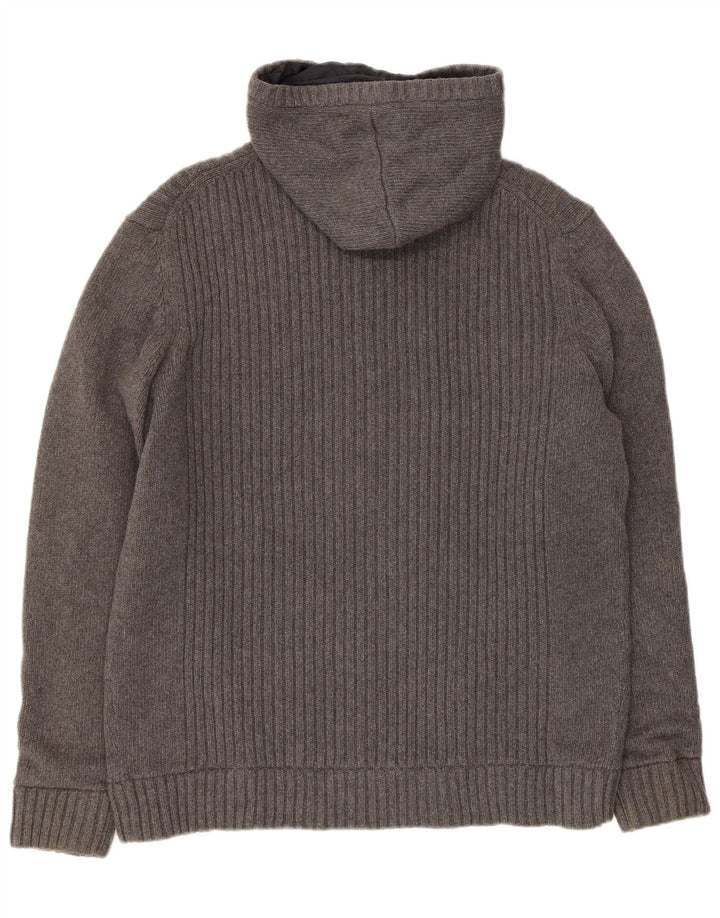 Jaqueta masculina reversível de malha com capuz Massimo Dutti Reino Unido 42 XL cinza
