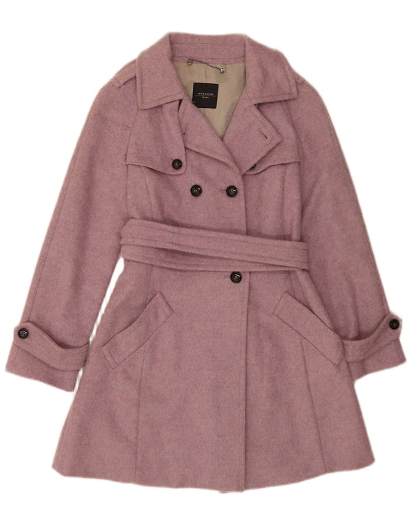 Max Mara Casaco trench oversized feminino de fim de semana Reino Unido 6 XS lã virgem rosa