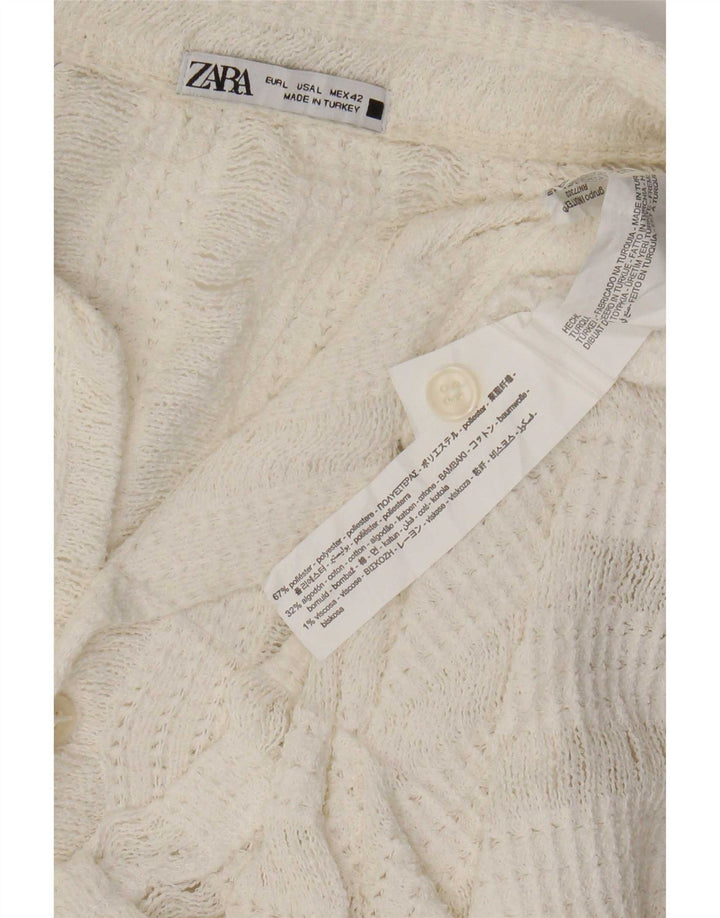 Zara Camisa masculina de malha de manga curta grande poliéster listrado branco