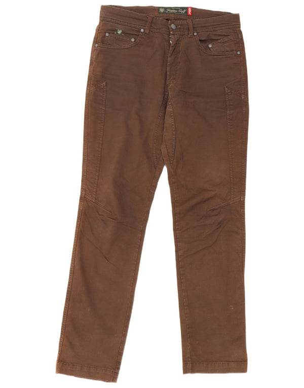 Calça feminina Jaggy casual justa W31 L32 algodão marrom