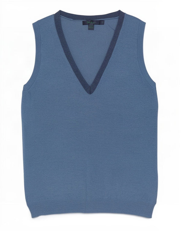 Boden Womens Vest Tank Top UK 10 Pequeno Algodão Azul