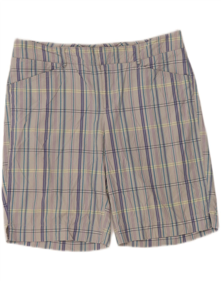 DOCKERS Shorts feminino casual US 8 médio W34 cinza xadrez algodão