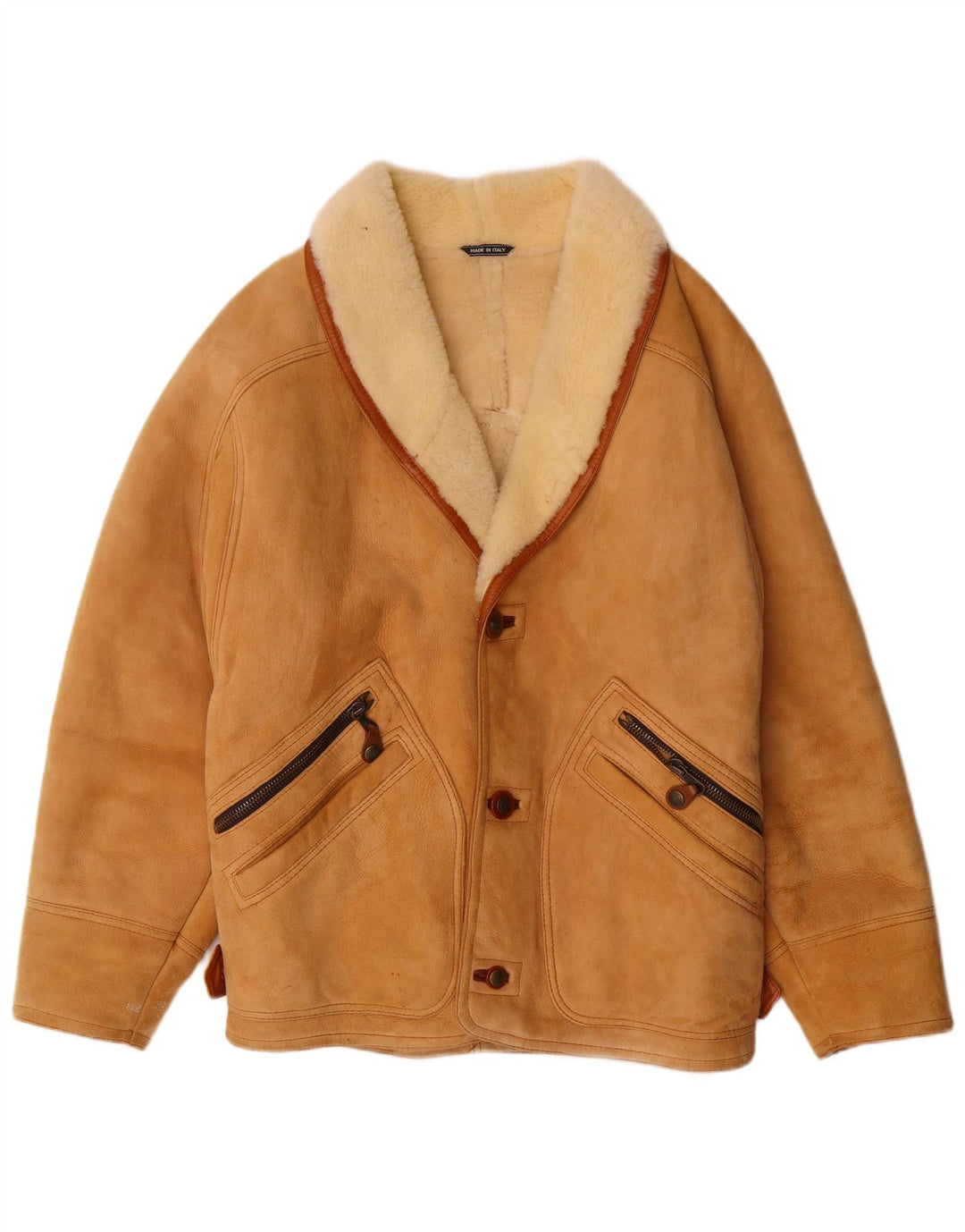 Jaqueta masculina DIBI Uomo Shearling IT 46 pequena bege shearling clássica