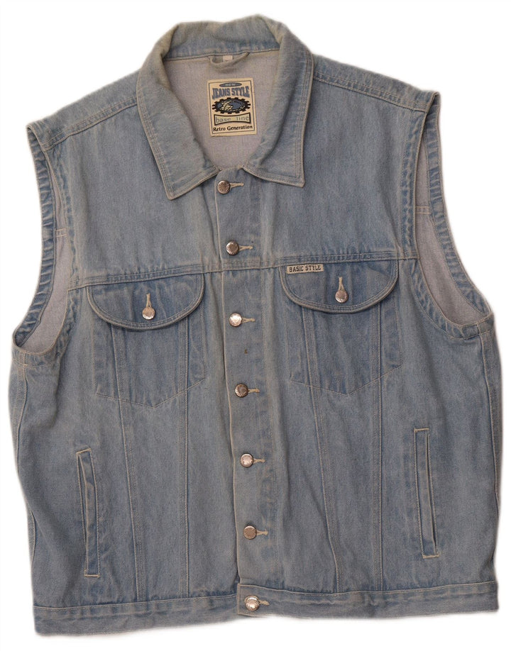MARCEL CLAIR Mens Denim Gilet UK 42 XL Algodão Azul