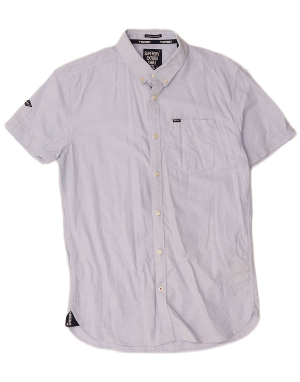 Camisa masculina Superdry manga curta azul médio algodão