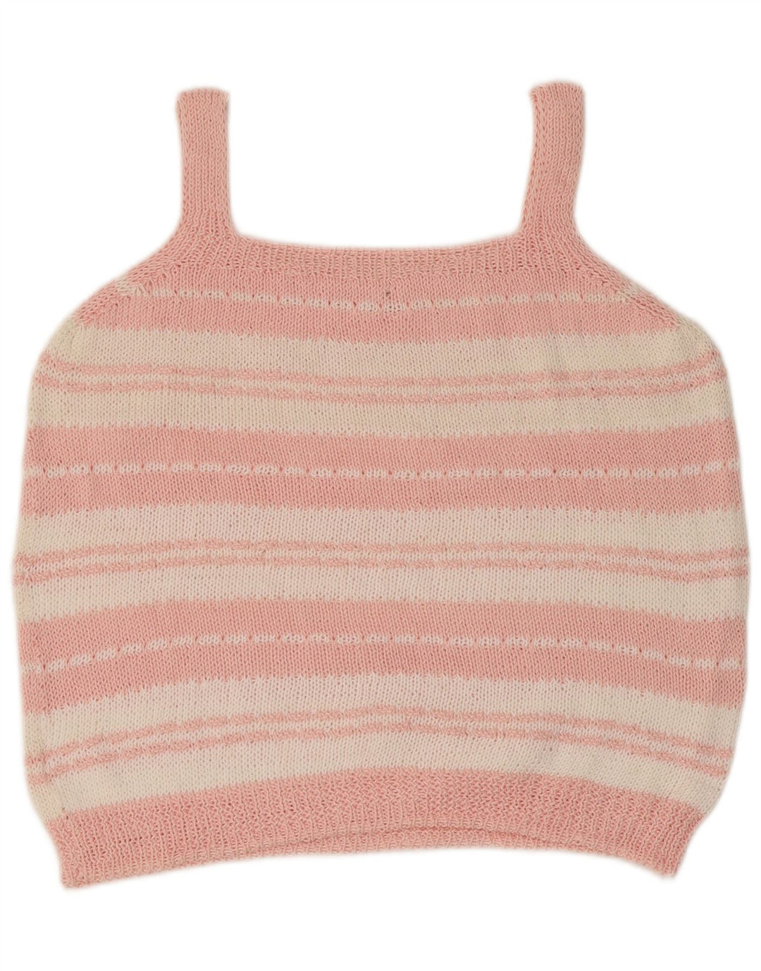 Top Cami feminino de malha VINTAGE Reino Unido 14 grande listrado rosa