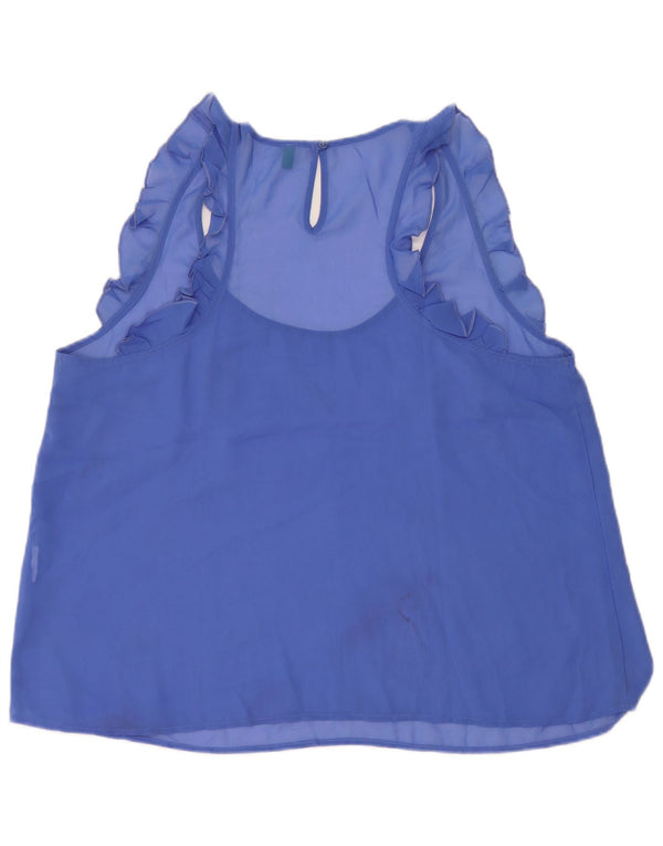 Blusa feminina sem mangas Benetton UK 16 grande azul