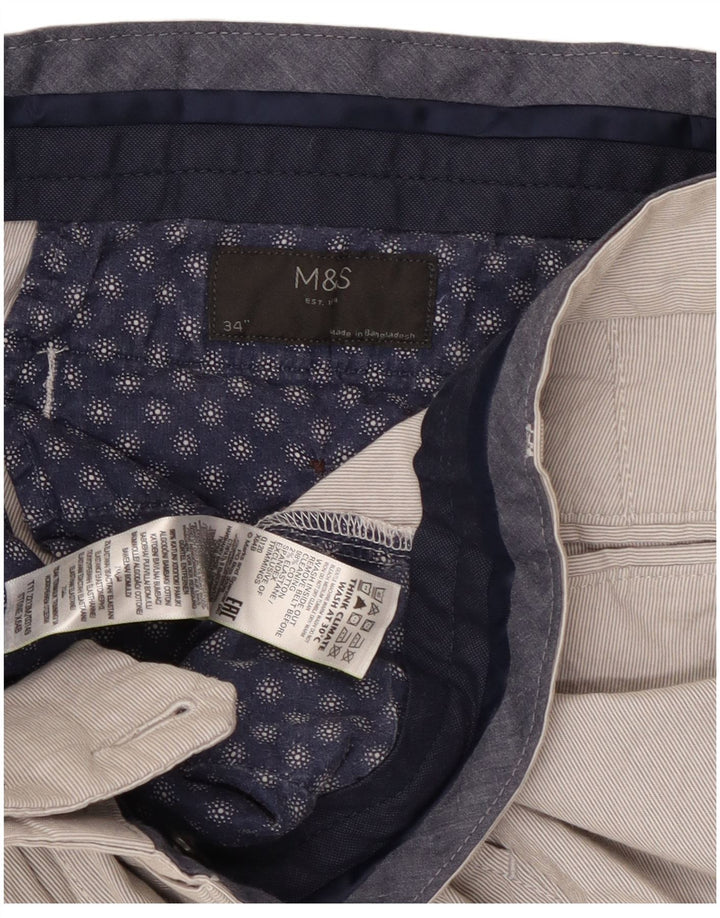 Shorts chino masculino Marks & Spencer W34 grande algodão cinza