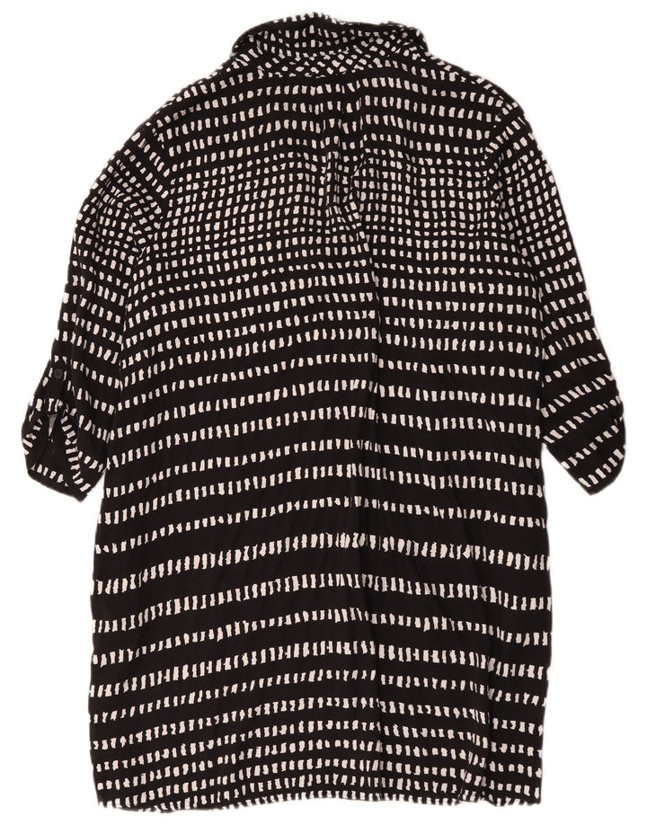 Vestido básico feminino Hobbs manga 3/4 Reino Unido 18 XL preto viscose geométrica