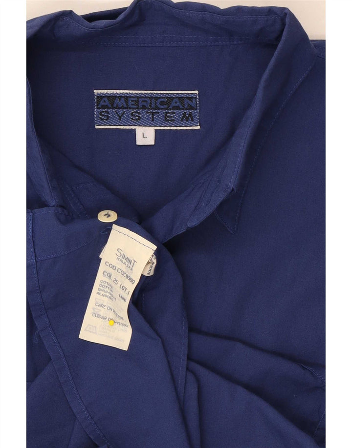 Camisa masculina American System grande algodão azul marinho