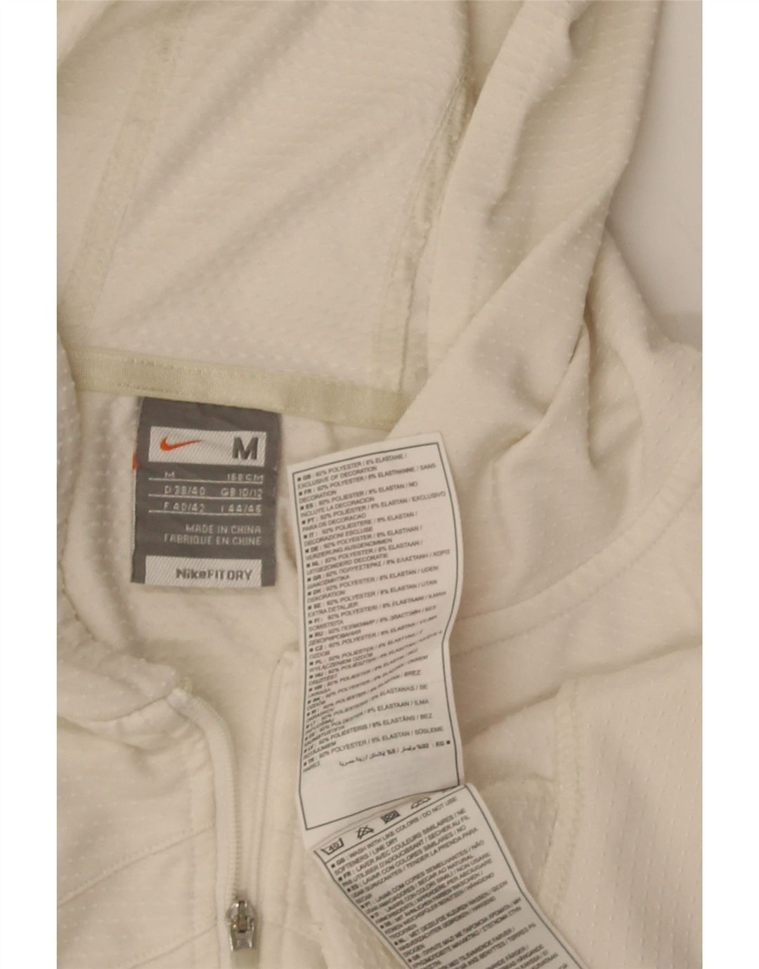 Nike Womens Crop Hooded Tracksuit Top Jacket UK 10/12 Médio Branco
