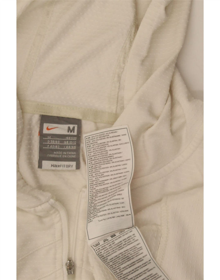 Nike Womens Crop Hooded Tracksuit Top Jacket UK 10/12 Médio Branco