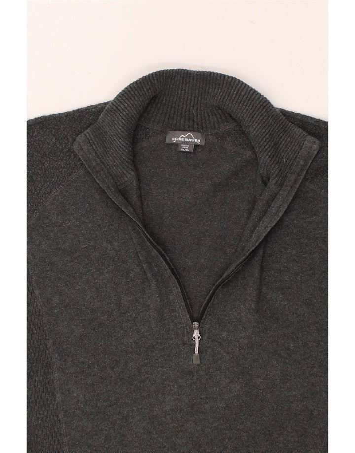 EDDIE BAUER Womens Zip Neck Jumper Sweater UK 20 2XL Grey Cotton Vintage Eddie Bauer and Second-Hand Eddie Bauer from Messina Hembry 