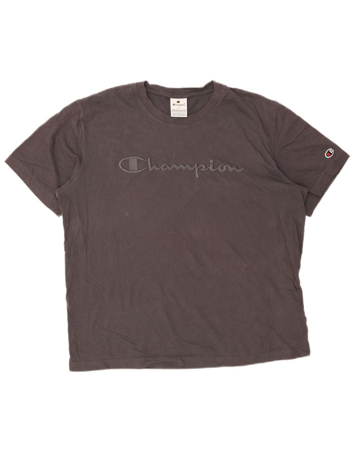 Camiseta masculina estampada Champion grande algodão cinza