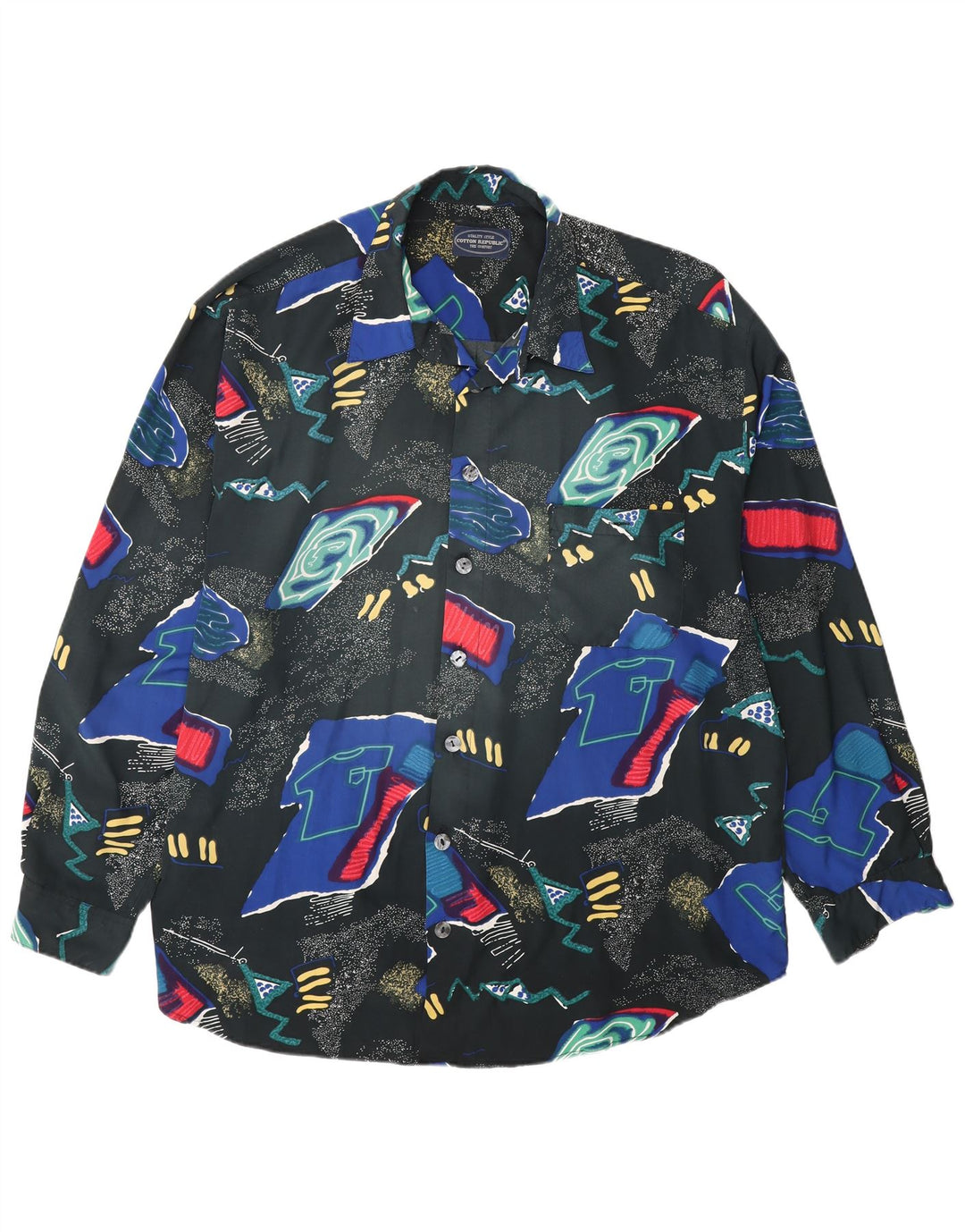 Cotton Republic Mens Abstract Pattern Shirt 2XL Multicoloured Polyester