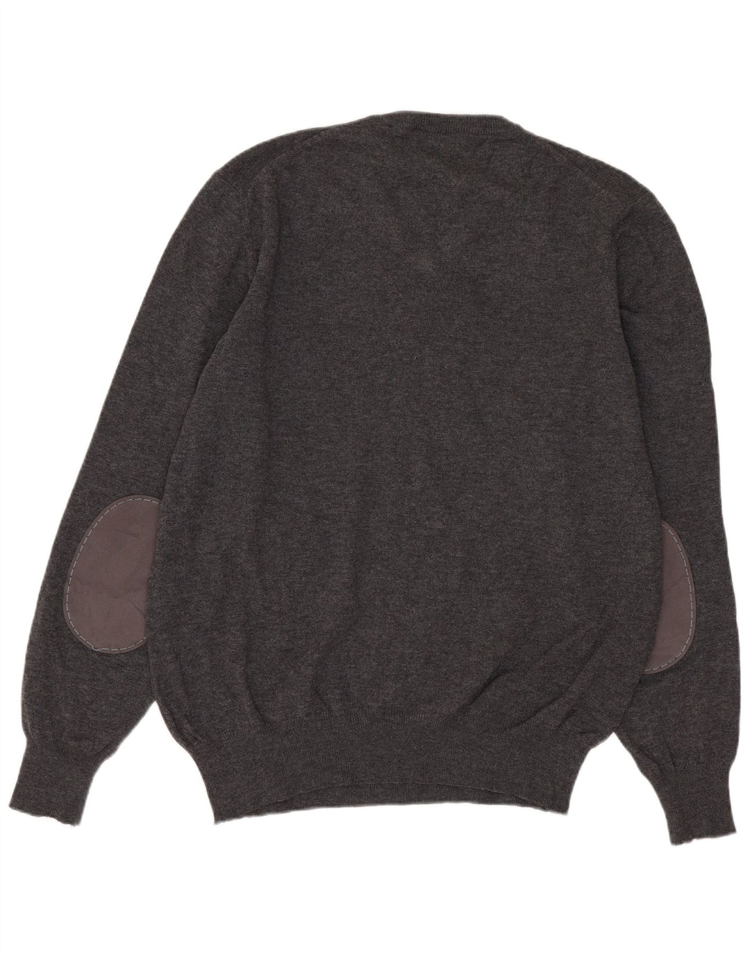 Suéter masculino Fred Perry com decote em V de lã cinza médio