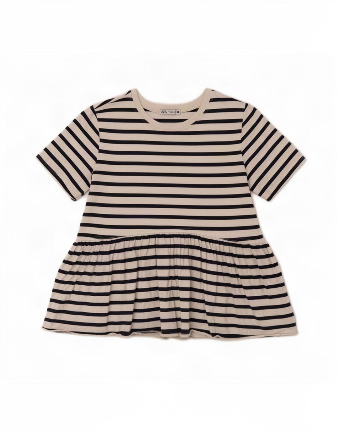 Blusa feminina Zara Top UK 10 pequena listrada branca