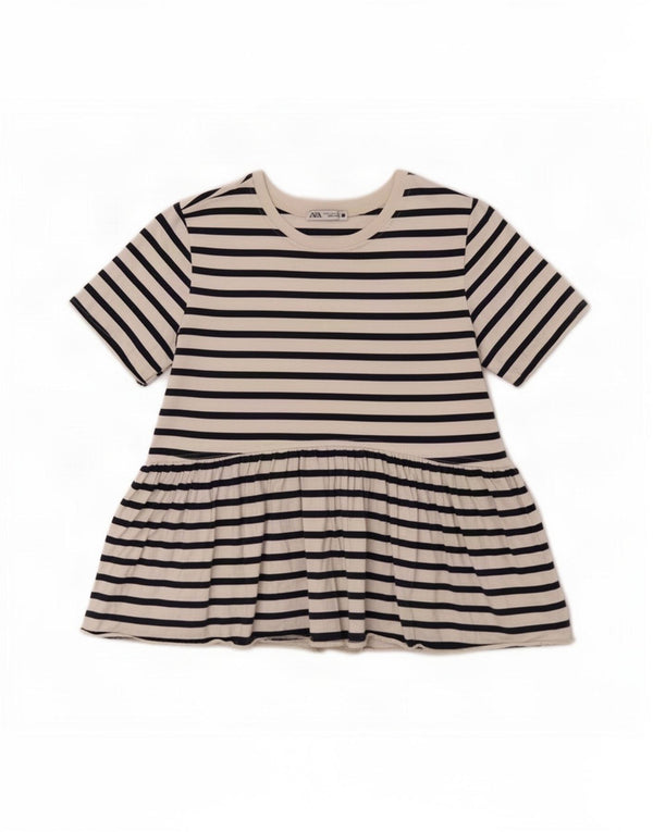 Blusa feminina Zara Top UK 10 pequena listrada branca