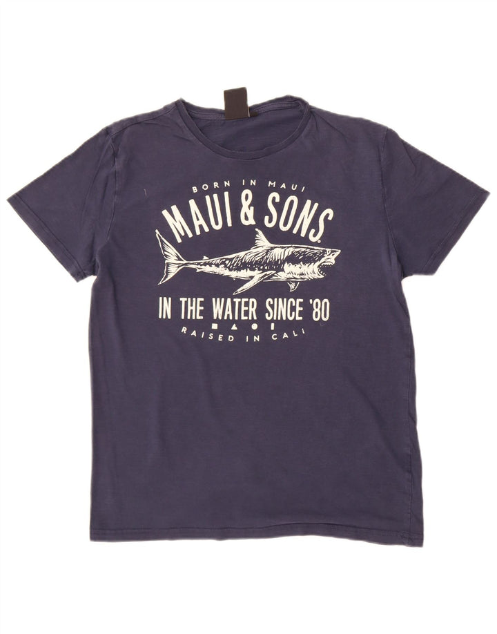Camiseta gráfica masculina Maui and Sons Top médio azul marinho