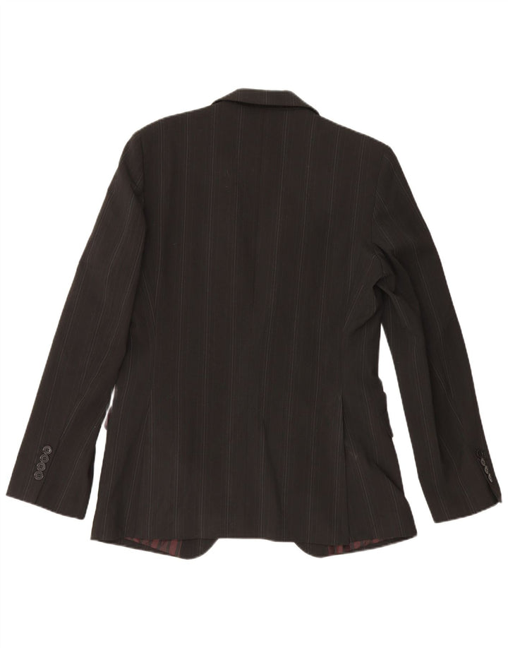Jaqueta blazer feminina Zara com 1 botão EU 50 poliéster listrado preto médio