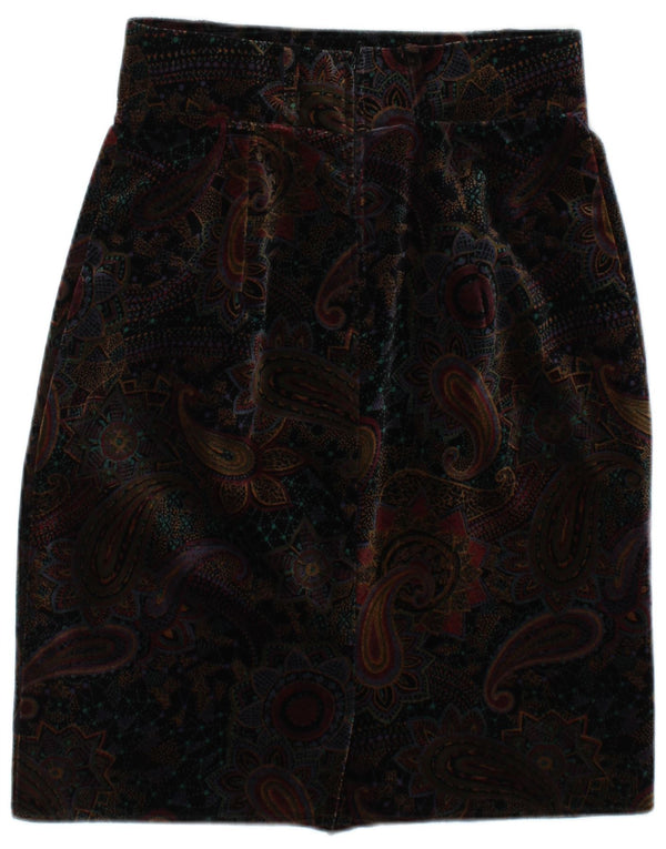 Saia lápis feminina vintage de veludo IT 42 médio W28 algodão paisley marrom