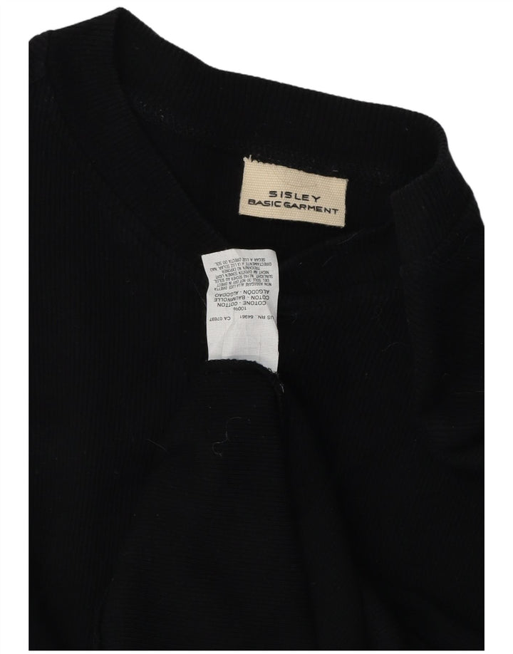 Sisley Mens Top Manga Longa Médio Algodão Preto