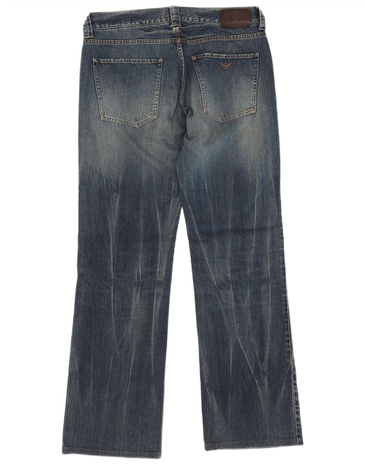 ARMANI Masculino Regular Fit Bootcut Jeans W33 L32 Azul Algodão