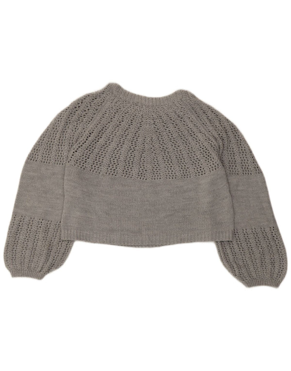 Topshop Suéter feminino superdimensionado com gola canoa Reino Unido 8 pequeno cinza