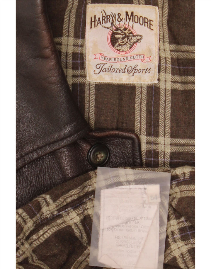 Jaqueta de couro masculina Harry&Moore IT 54 2XL couro marrom