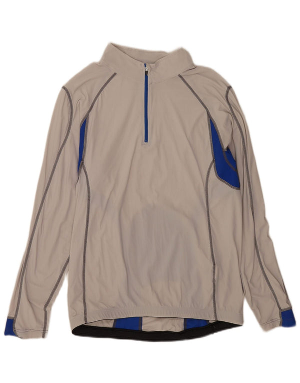 Slam Mens Zip Neck Pulôver Treino Top XL Cinza Colourblock Poliamida