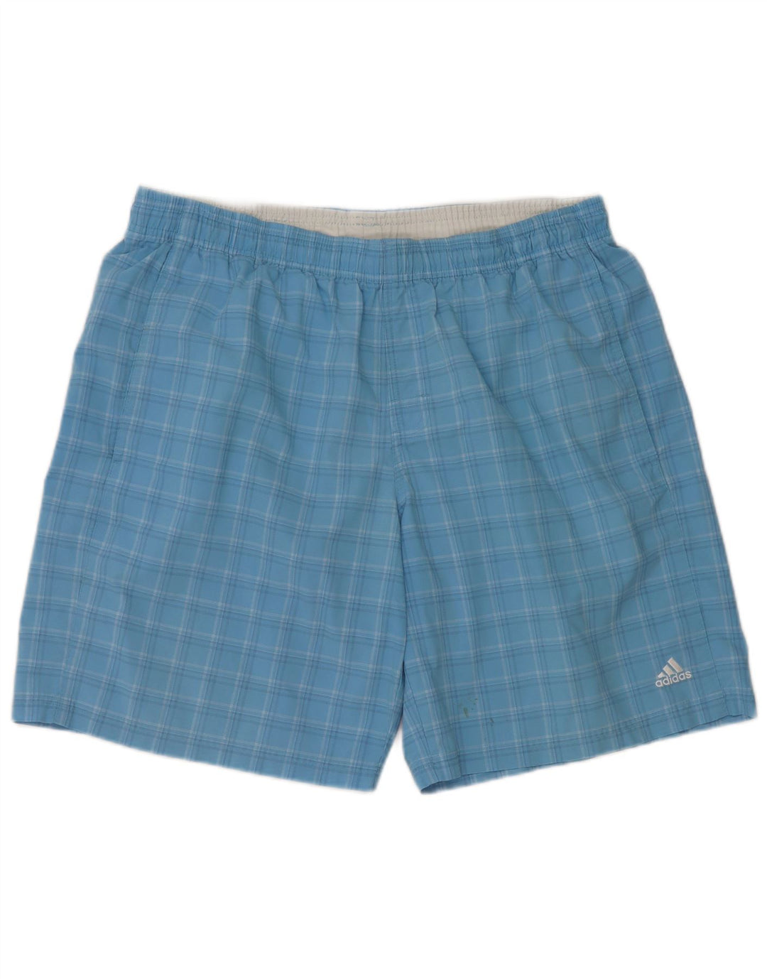 Shorts de natação masculinos Adidas grande poliéster xadrez azul