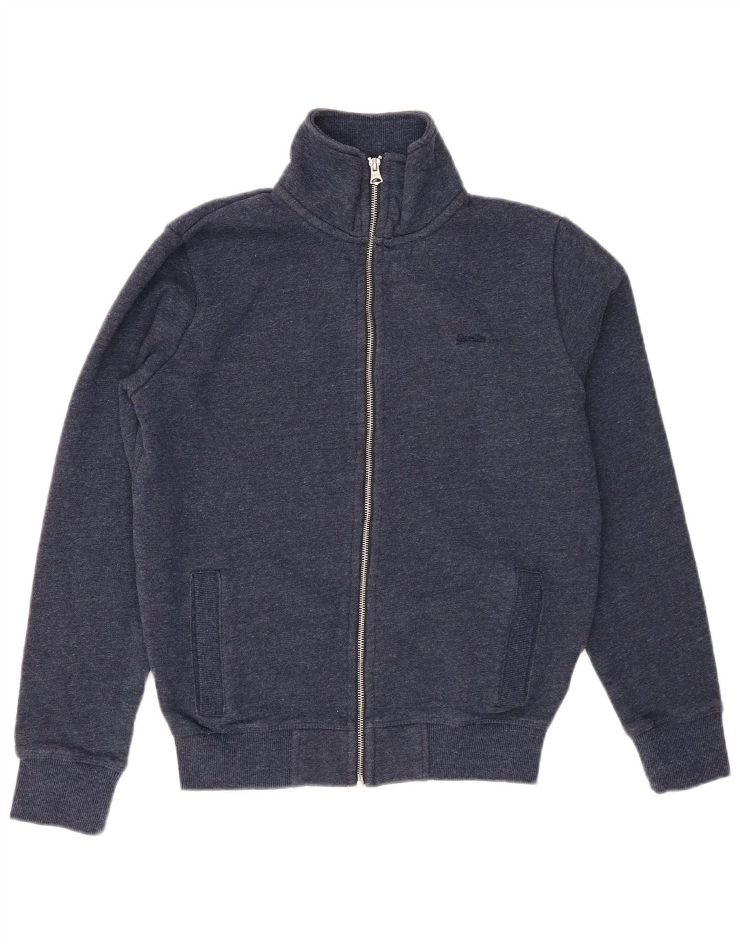 SUPERDRY Jaqueta masculina de agasalho XS azul marinho algodão manchado