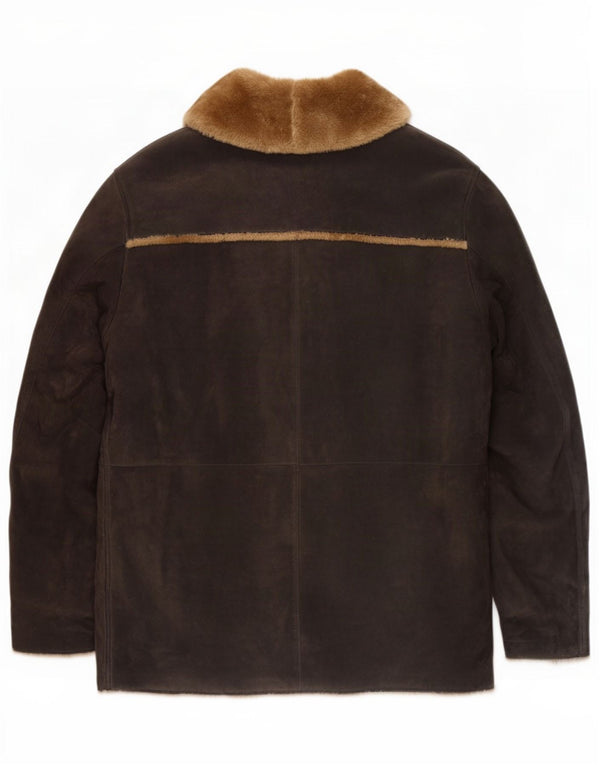 Vintage Mens Shearling Jacket UK 40 Large Black Leather