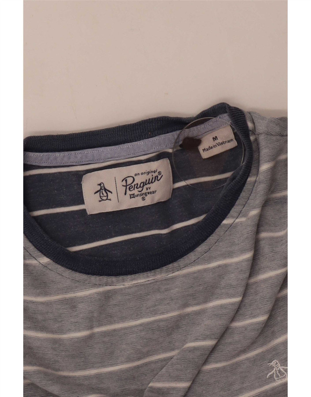 Camiseta masculina Penguin Top médio listrado azul