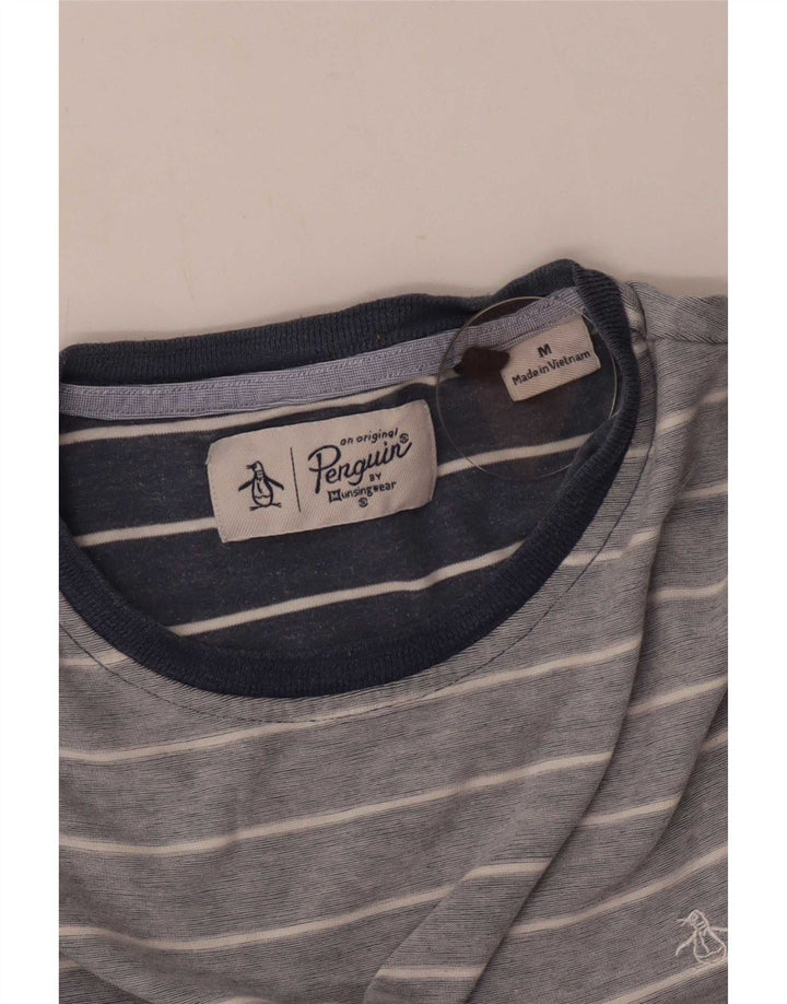 Camiseta masculina Penguin Top médio listrado azul