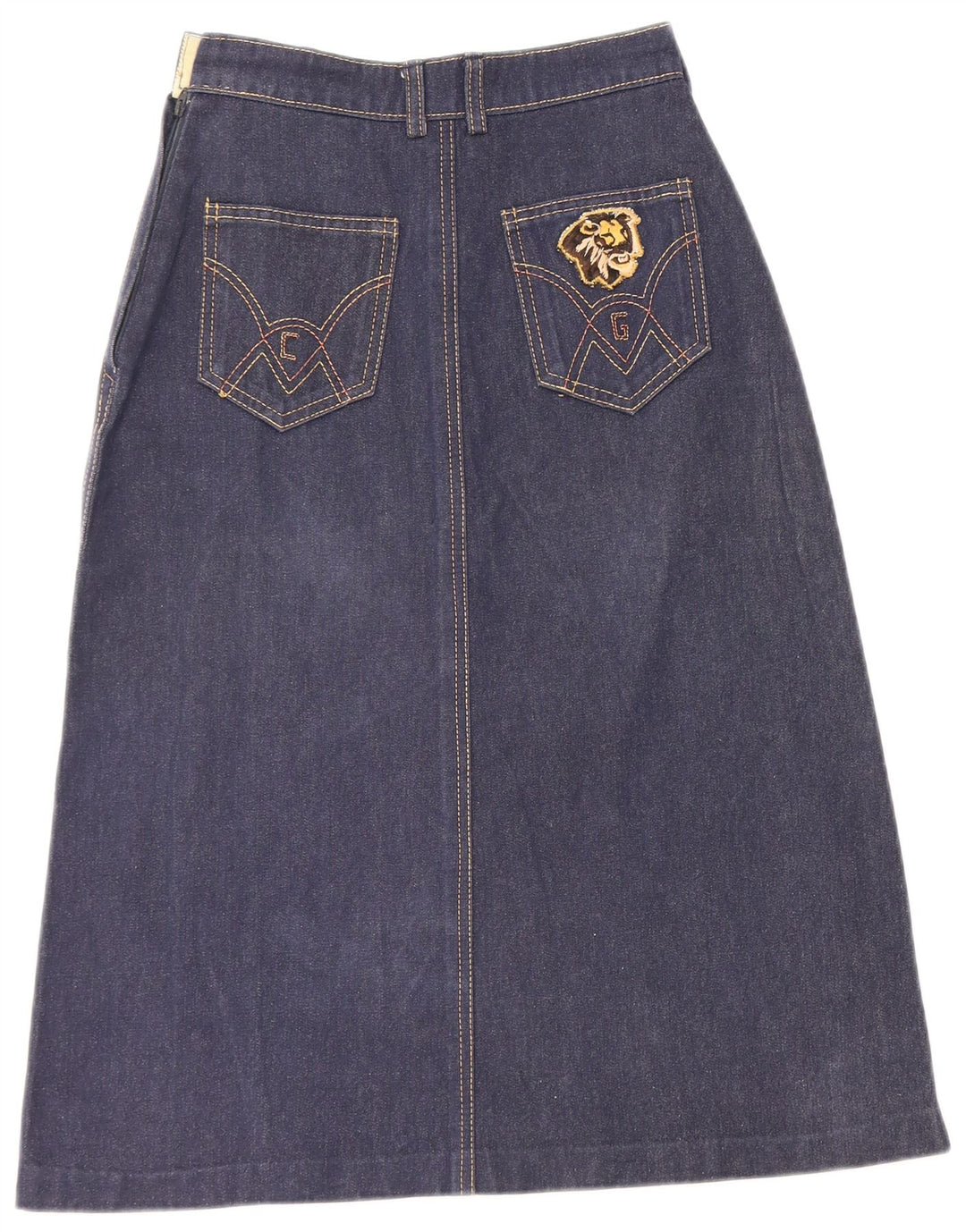 Saia jeans feminina VINTAGE gráfica W22 2XS azul