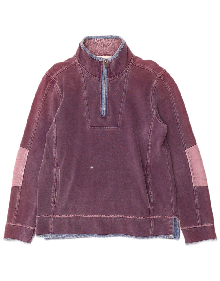 Fat Face Masculino Zip Neck Moletom Jumper Médio Algodão Roxo