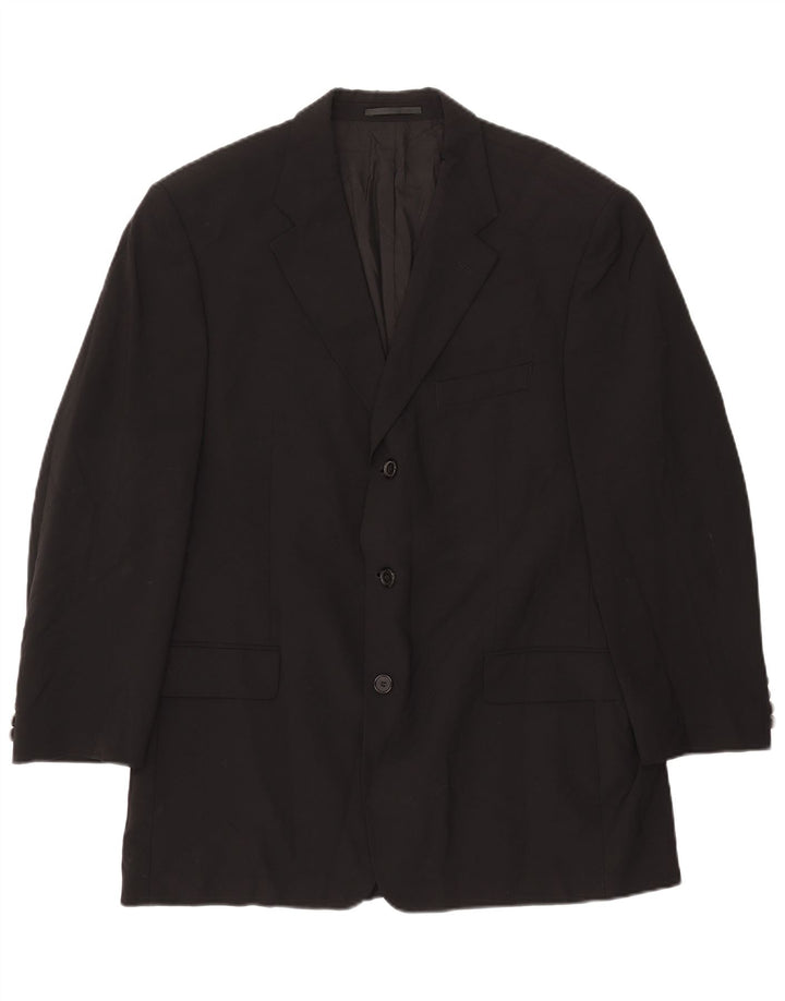 Jaqueta blazer masculina de 3 botões HUGO BOSS EU 54 2XL lã preta