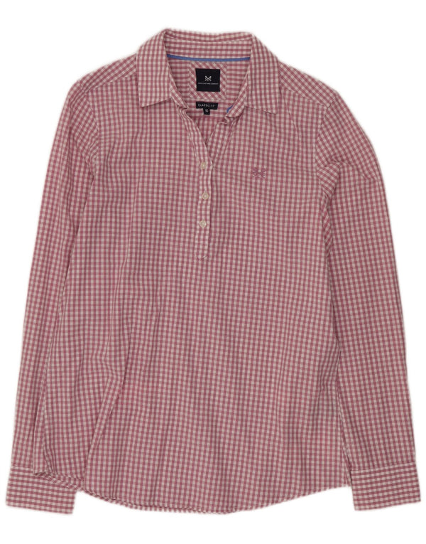 Camisa pulôver feminina de ajuste clássico da Crew Clothing UK 10 pequena roxa guingão