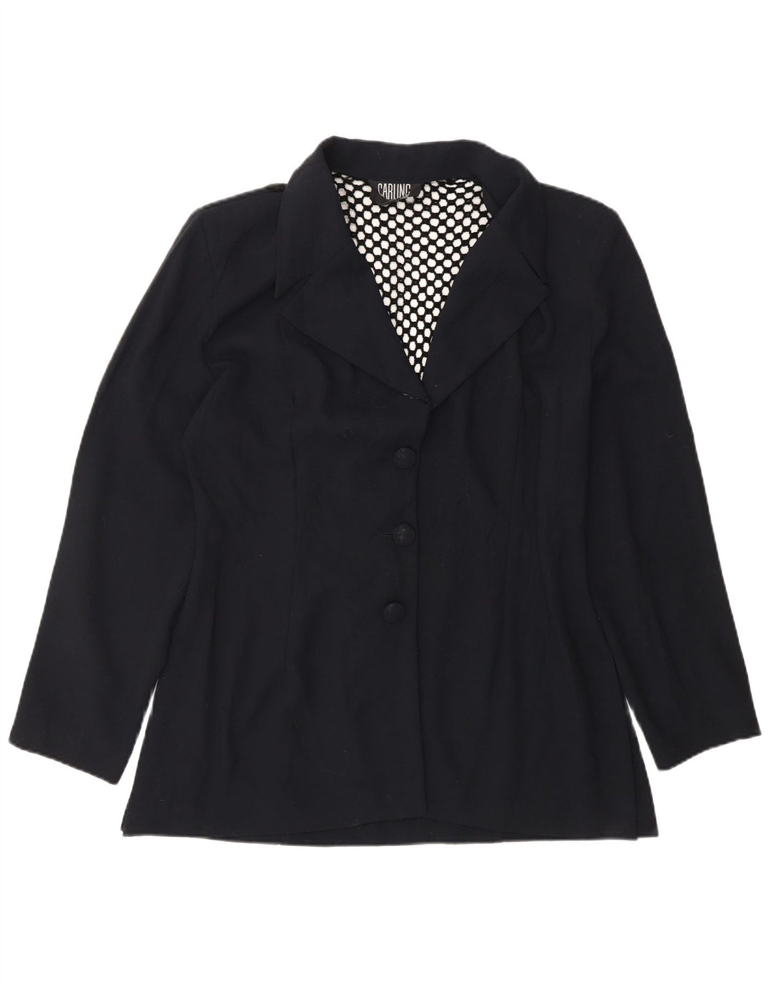 Jaqueta blazer feminina VINTAGE com 3 botões UK 14 azul marinho médio