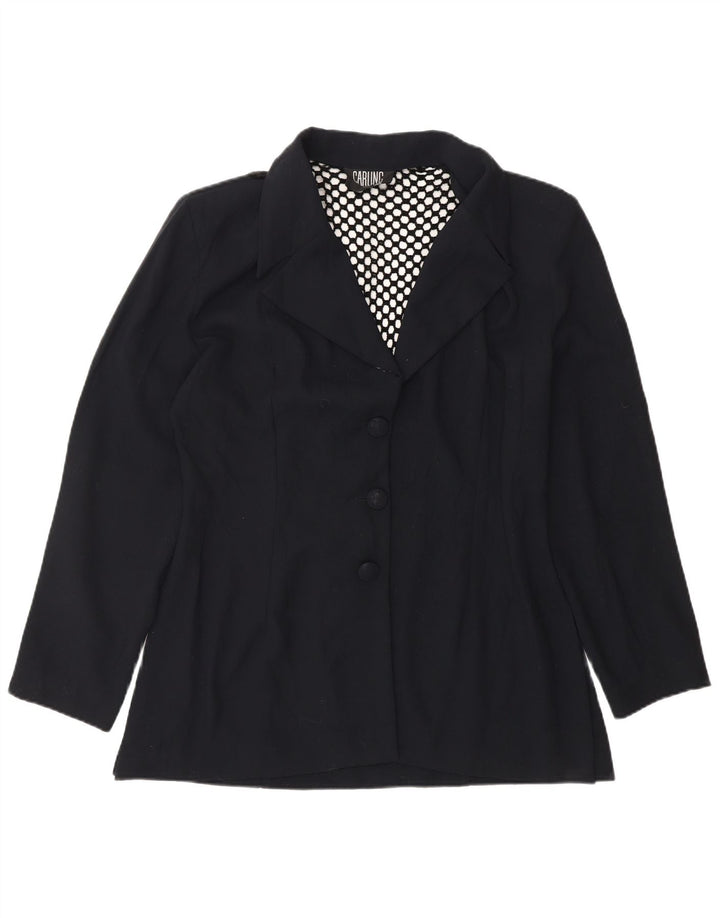 Jaqueta blazer feminina VINTAGE com 3 botões UK 14 azul marinho médio